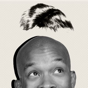 man with toupee hovering above him man with toupee hovering above him