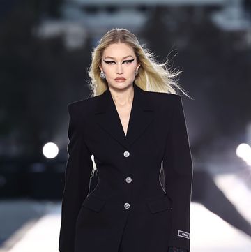 Versace FW23 Show - Runway Show west hollywood, california march 09 gigi hadid walks the runway during the versace fw23 show at pacific design center on march 09, 2023 in west hollywood, california photo by arturo holmesgetty images
