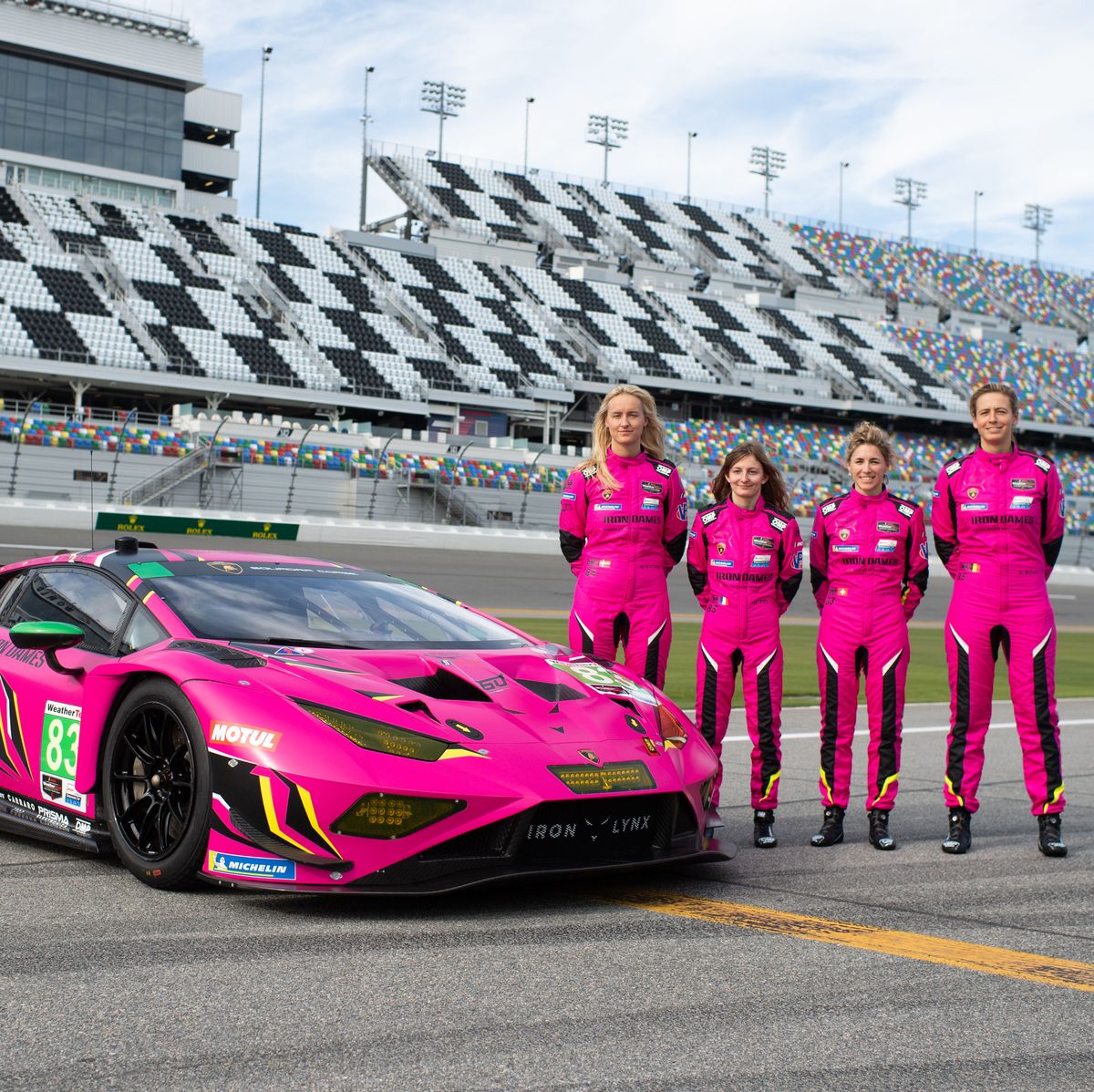 iron dames pose with their lambo iron dames pose with their lambo